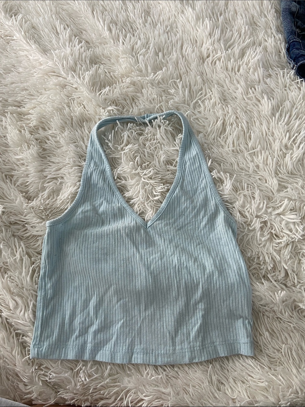 Urban Planet Light Blue Ribbed Halter Tank